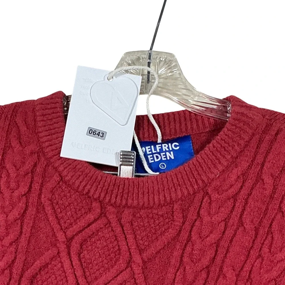 Aelfric Eden‎ Red Cable Knit Sweater Crewneck Oversized Pullover Mens Large NEW